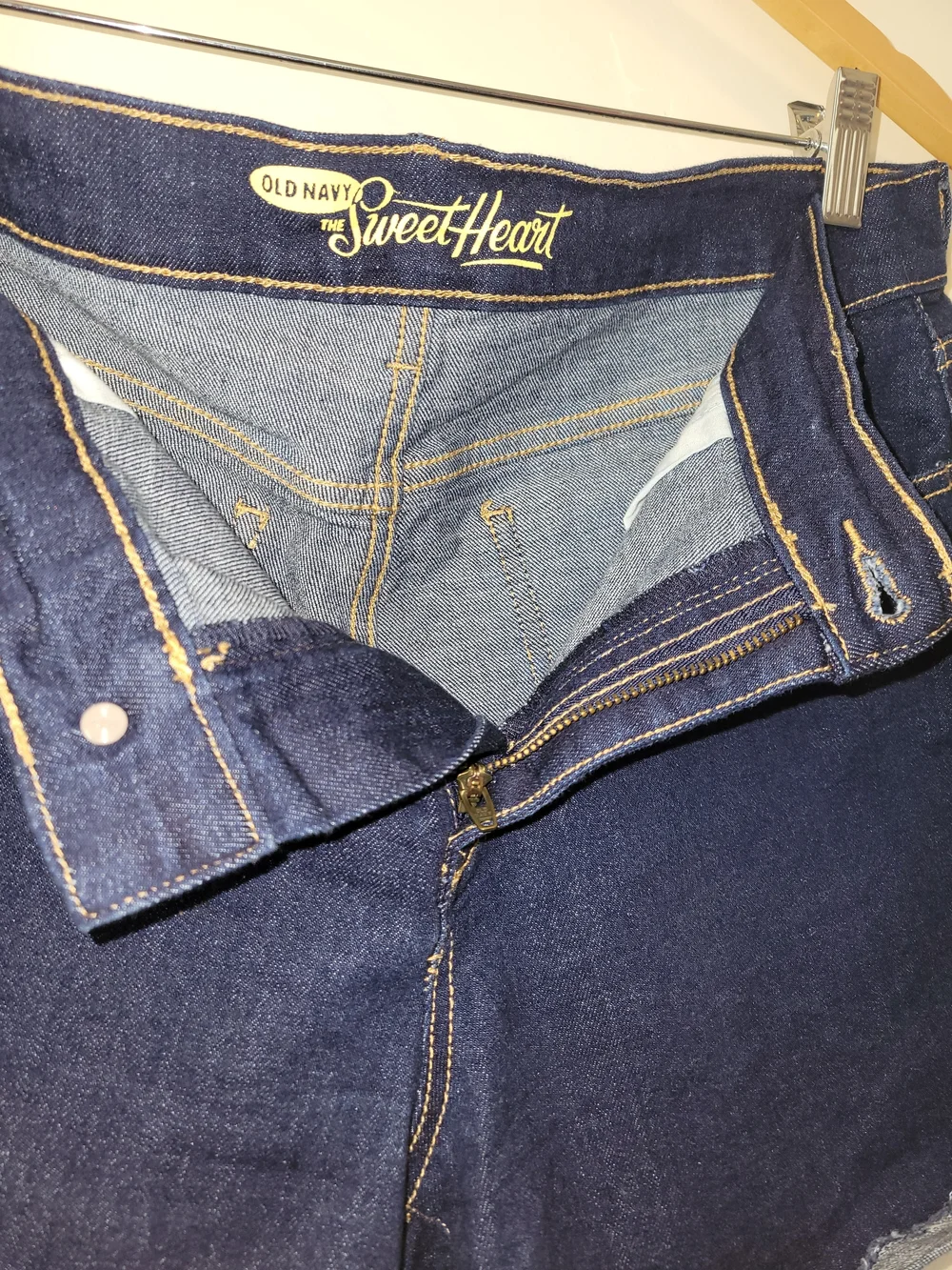 Dark Blue Denim Roll-Cuff Women's Shorts - Picture 3 of 8